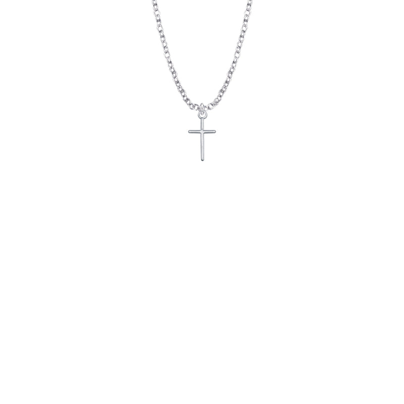 1/2 Inch Sterling Silver Baby Stick Cross Necklace
