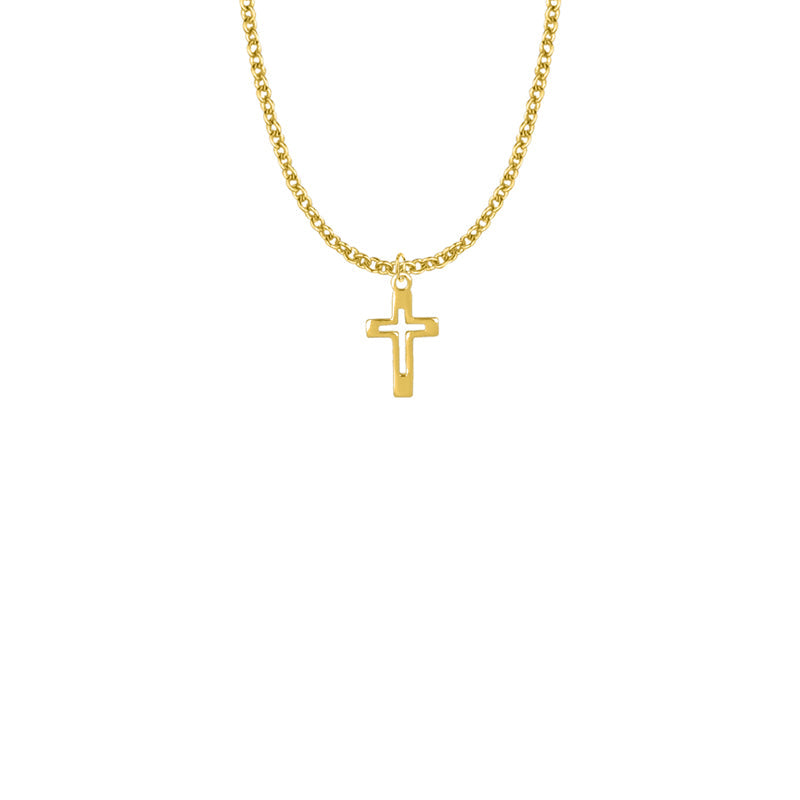 5/8 Inch Gold Plated Over Sterling Silver Pierced Cross Necklace