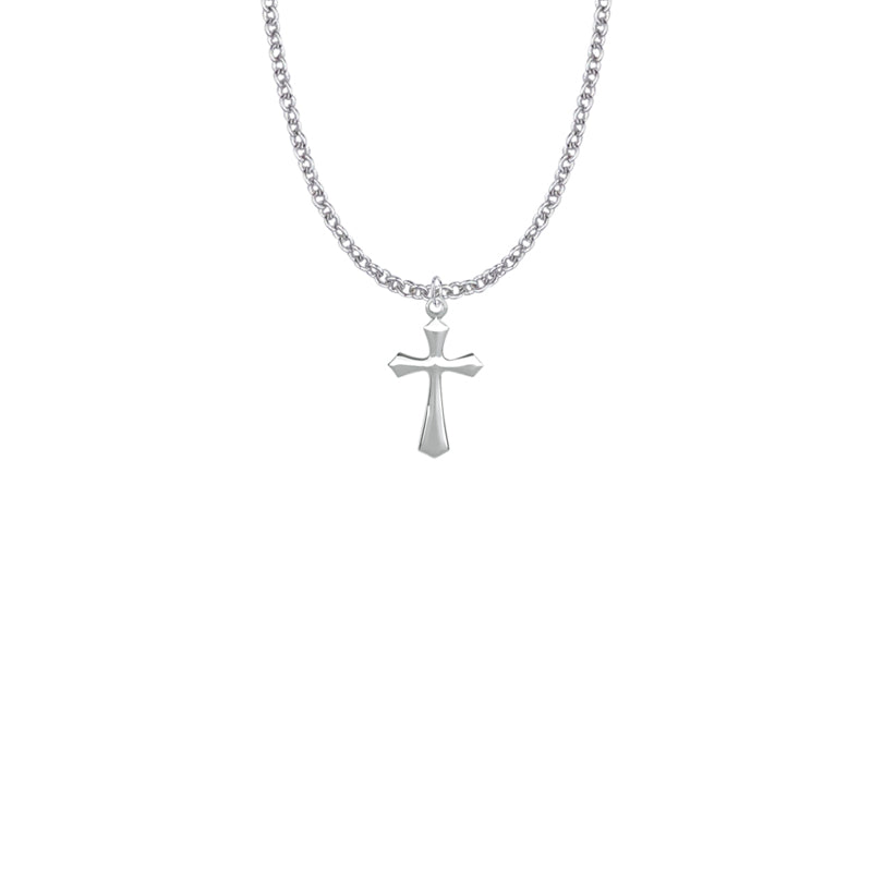 Sterling Silver Beveled Cross Necklace