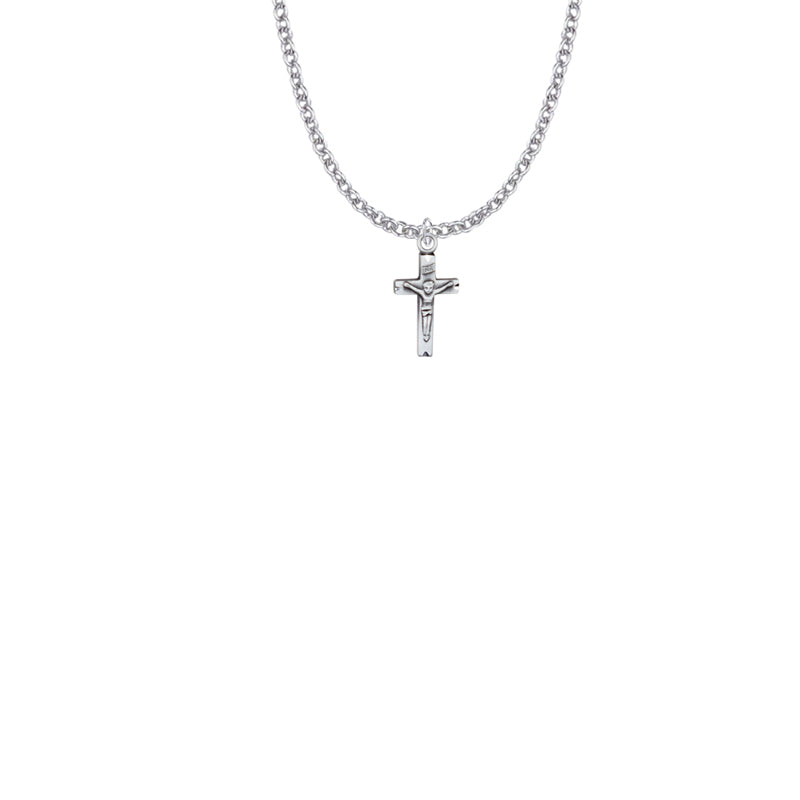5/8 Inch Sterling Silver Small Crucifix Necklace