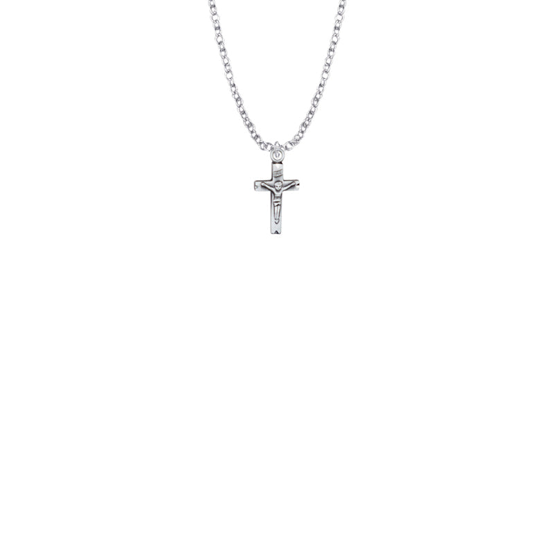 5/8 Inch Sterling Silver Small Crucifix Baby Necklace