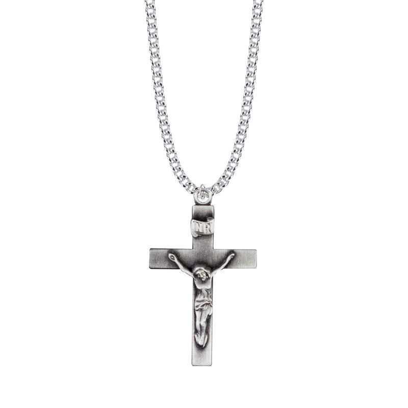 1-Pewter Our Father Pewter Crucifix Necklace