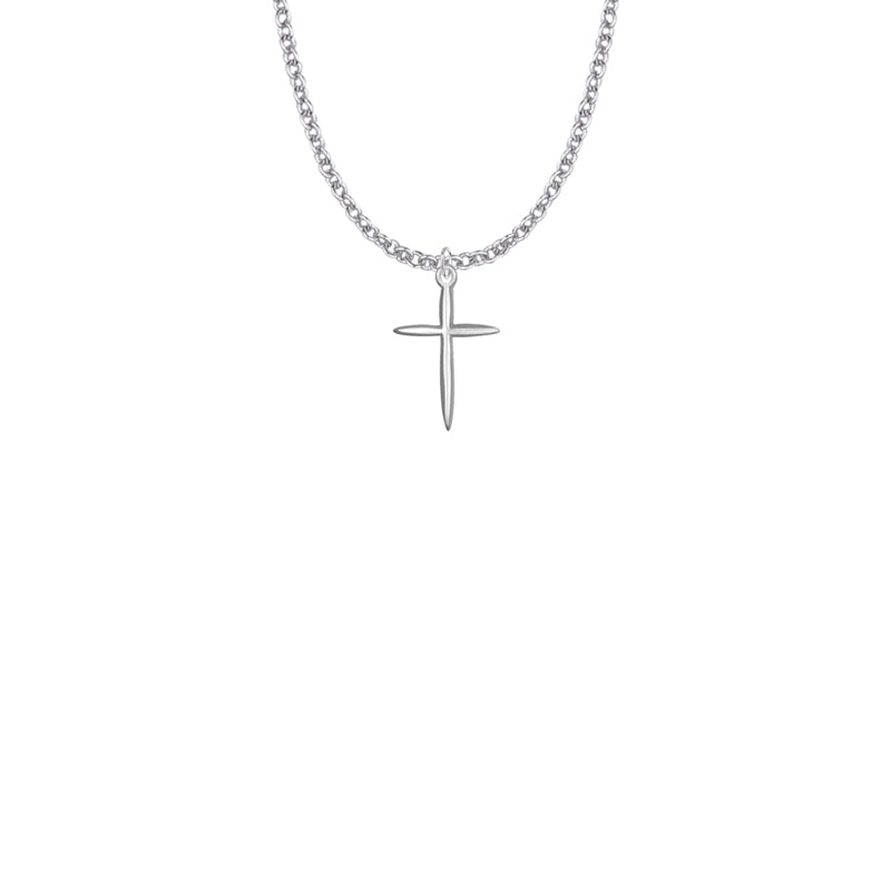 Silver Plated Tapered Cross Necklace
