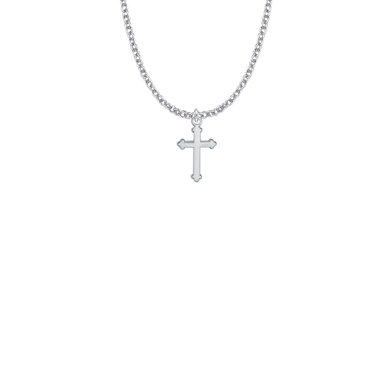 11/16 Inch Silver Plated Budded Ends Cross Necklace