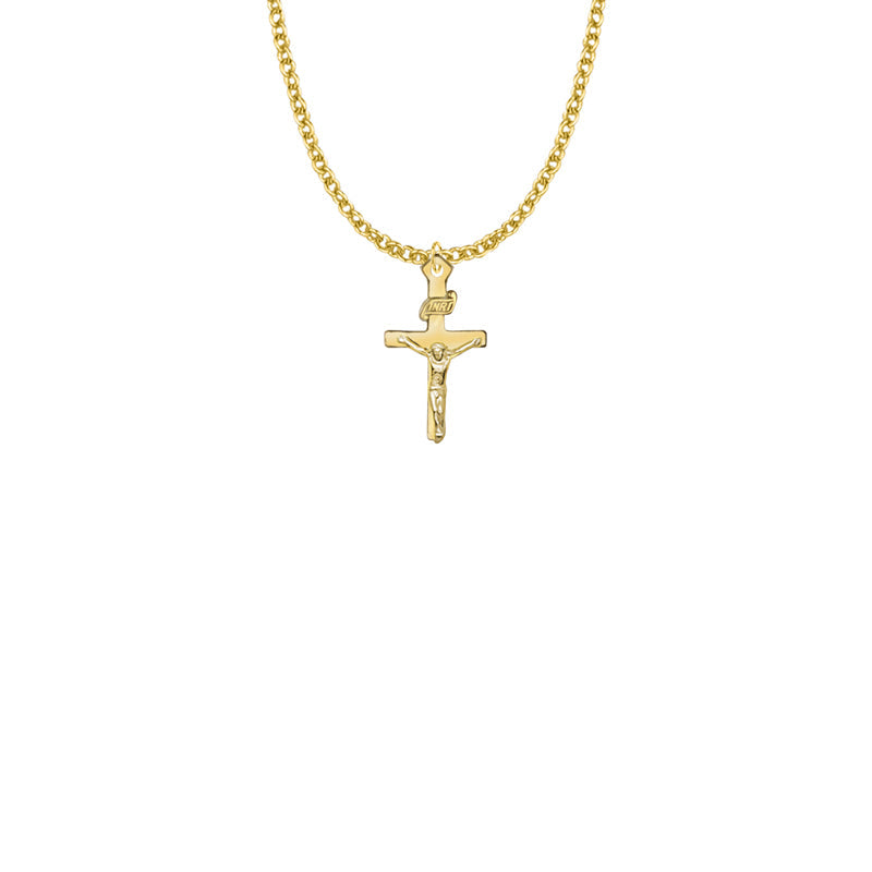 Pewter Gold Plated Girl First Communion Crucifix Necklace