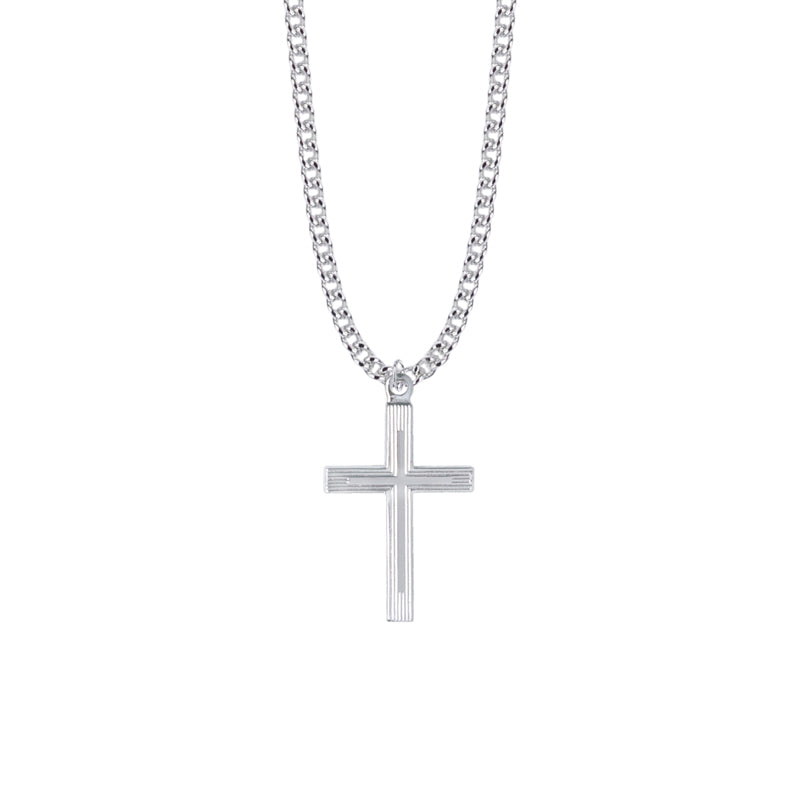 Sterling Silver Multi Line Cross on Cross Necklace