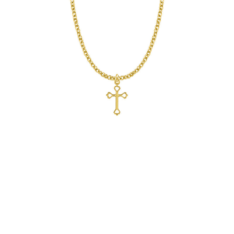 5/8 Inch Gold Filled Opened Heart Ends Cross Necklace