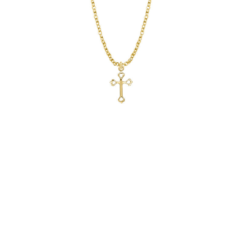5/8 Inch Gold Filled Baby Open Heart Cross Necklace