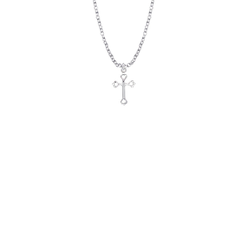5/8 Inch Sterling Silver Baby Open Heart Cross Necklace