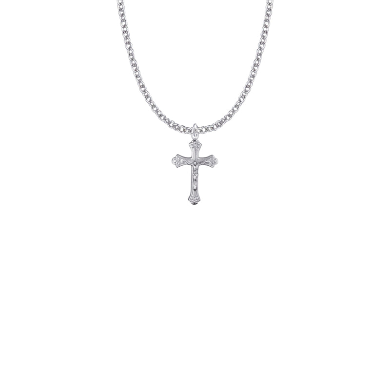 Sterling Silver Decorative Scroll Crucifix Necklace