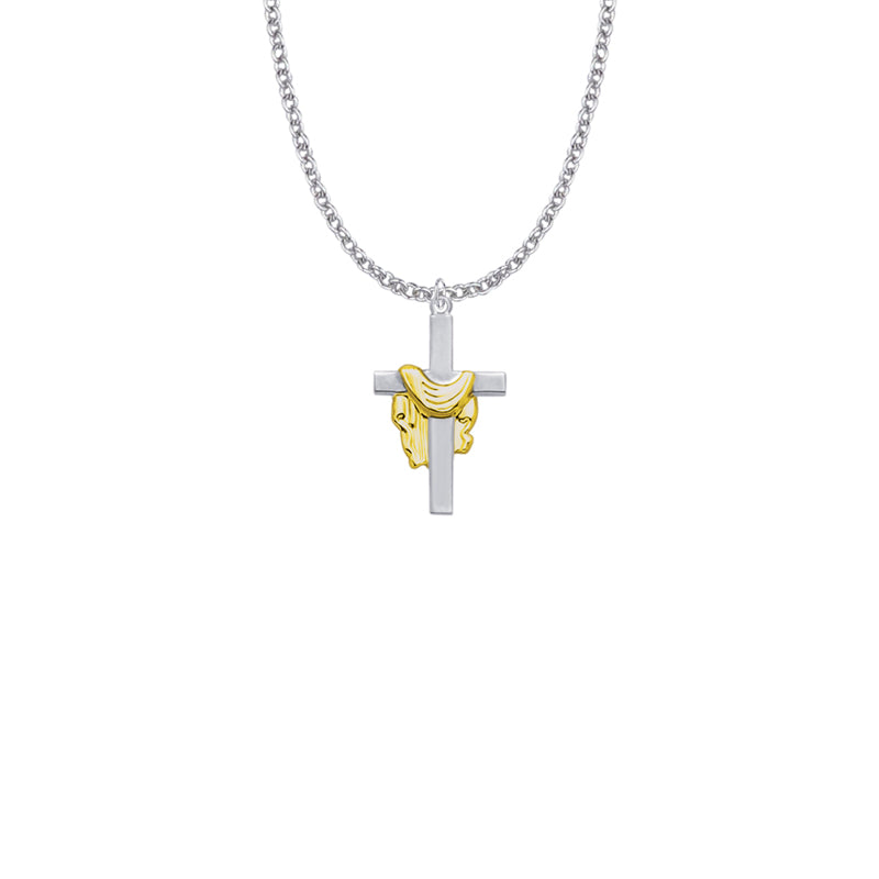 Two-Tone Sterling Silver Robe Cross Necklace