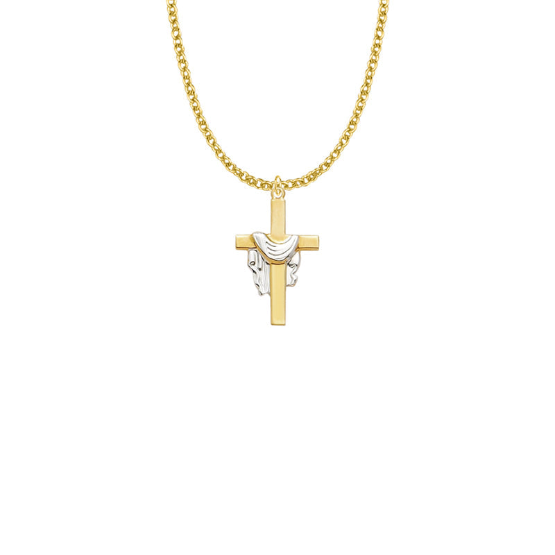 Two-Tone Gold Plated Over Sterling Silver Robe Cross Necklace