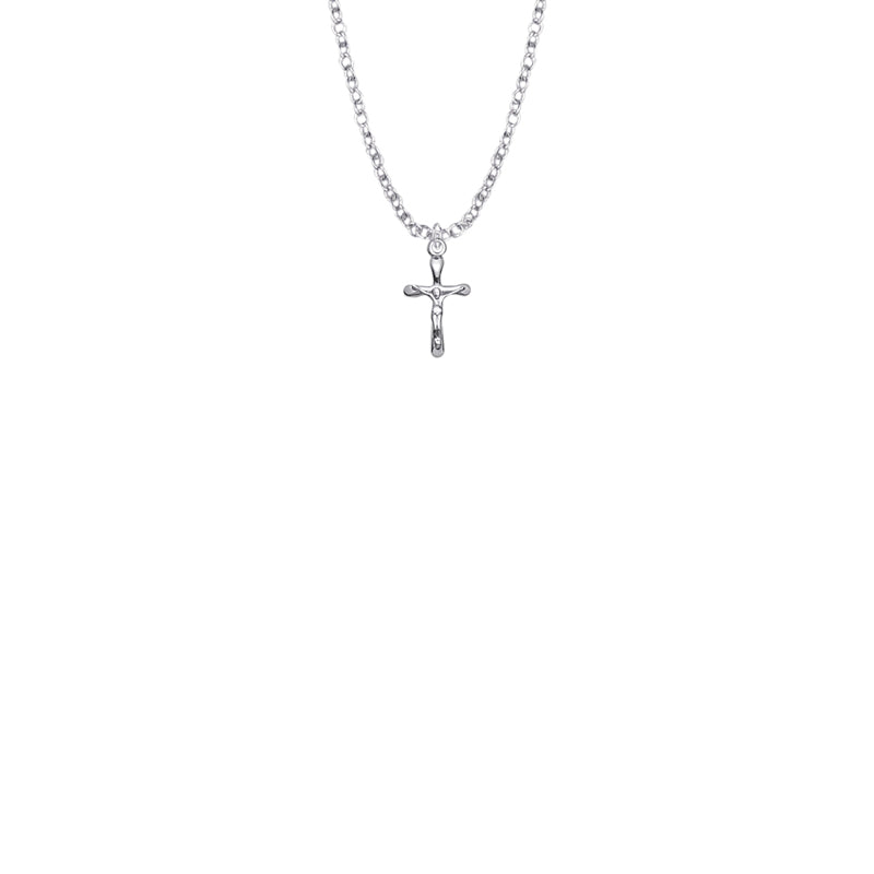 9/16 Inch Sterling Silver Baby Tube Crucifix Necklace