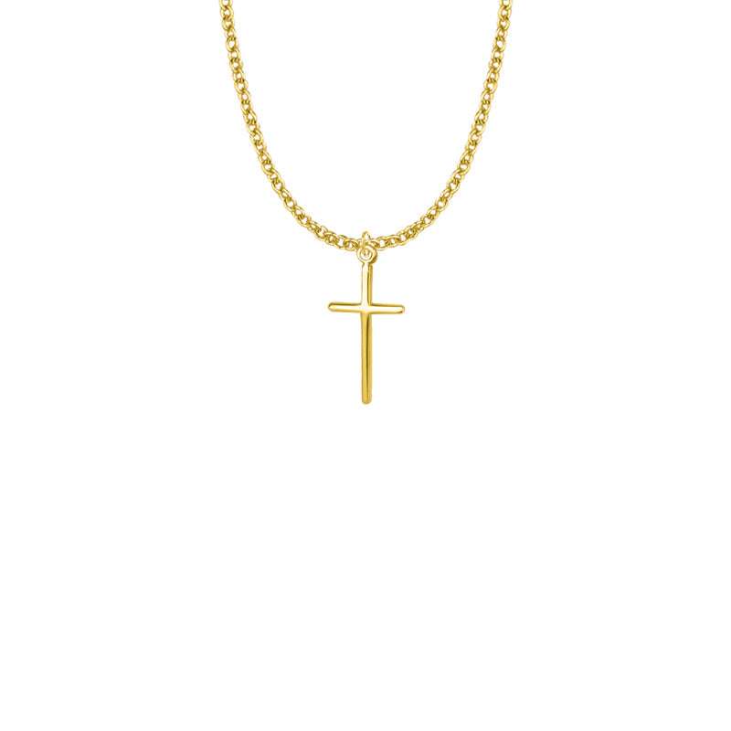 Gold Plated Over Sterling Silver Stick Cross Necklace