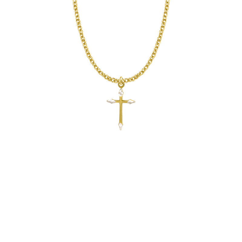 Gold Plated Over Sterling Silver Pointed Ends Cross Necklace