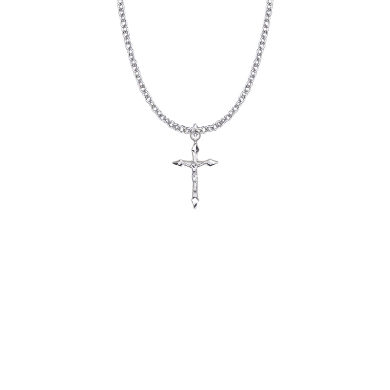 Sterling Silver Small Pointed Ends Crucifix Necklace