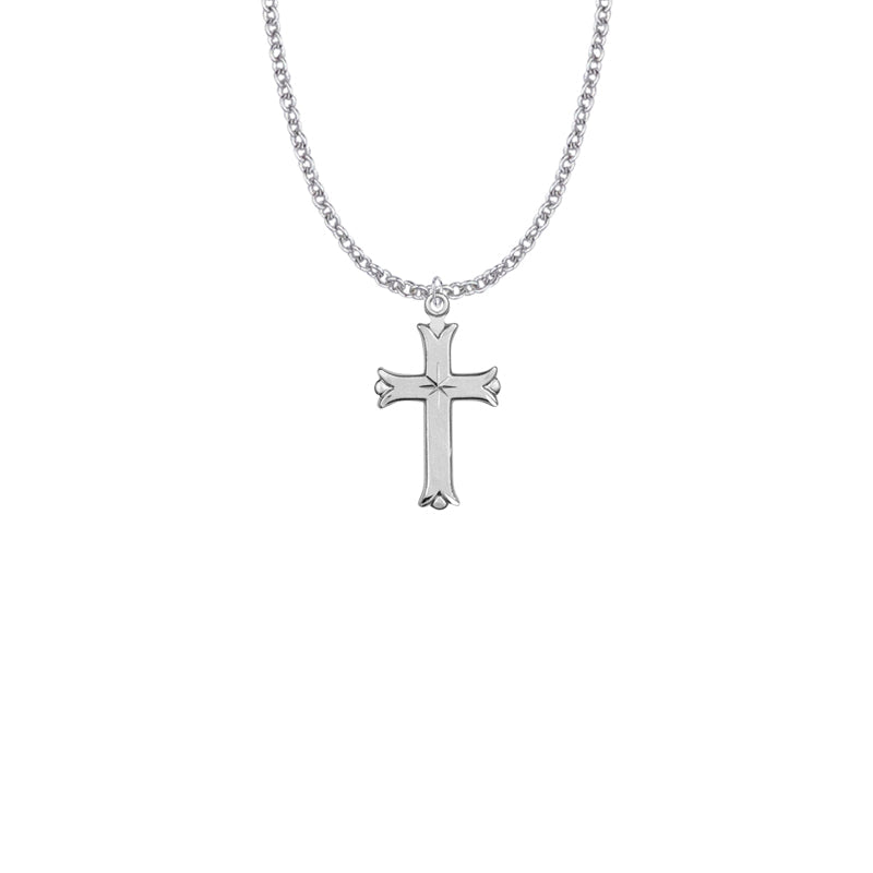Sterling Silver Budded Ends Cross Necklace