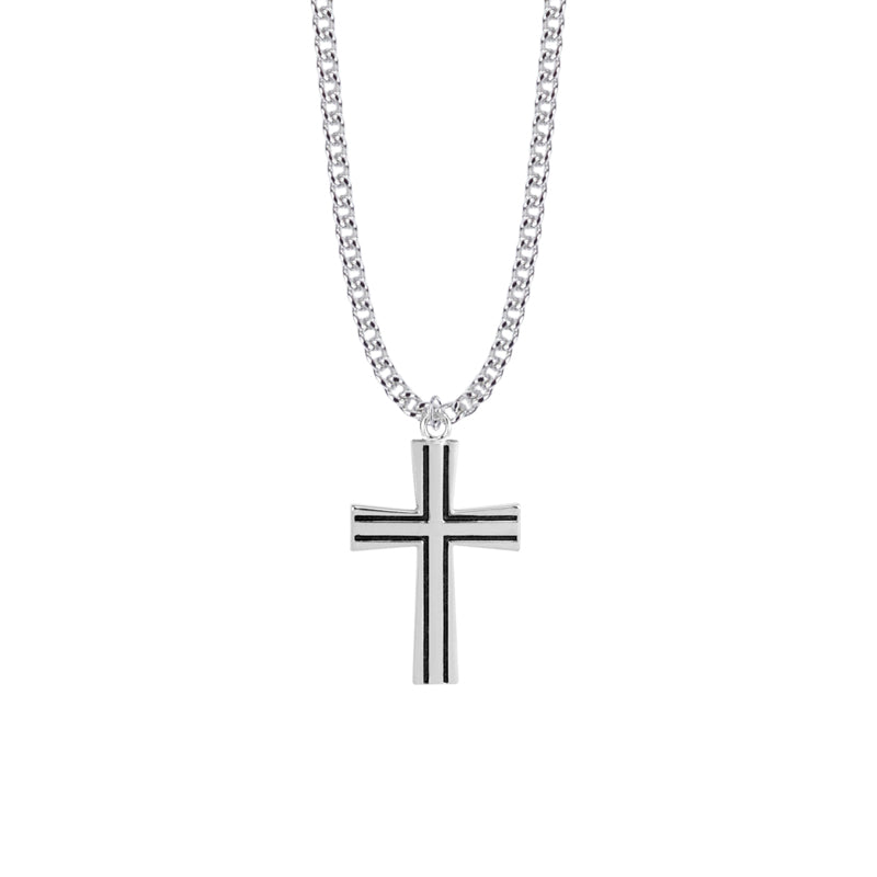 Sterling Silver Antiqued with Flared Ends Cross Necklace