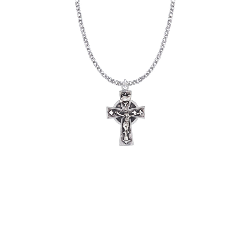 Sterling Silver Antiqued Celtic Crucifix Necklace