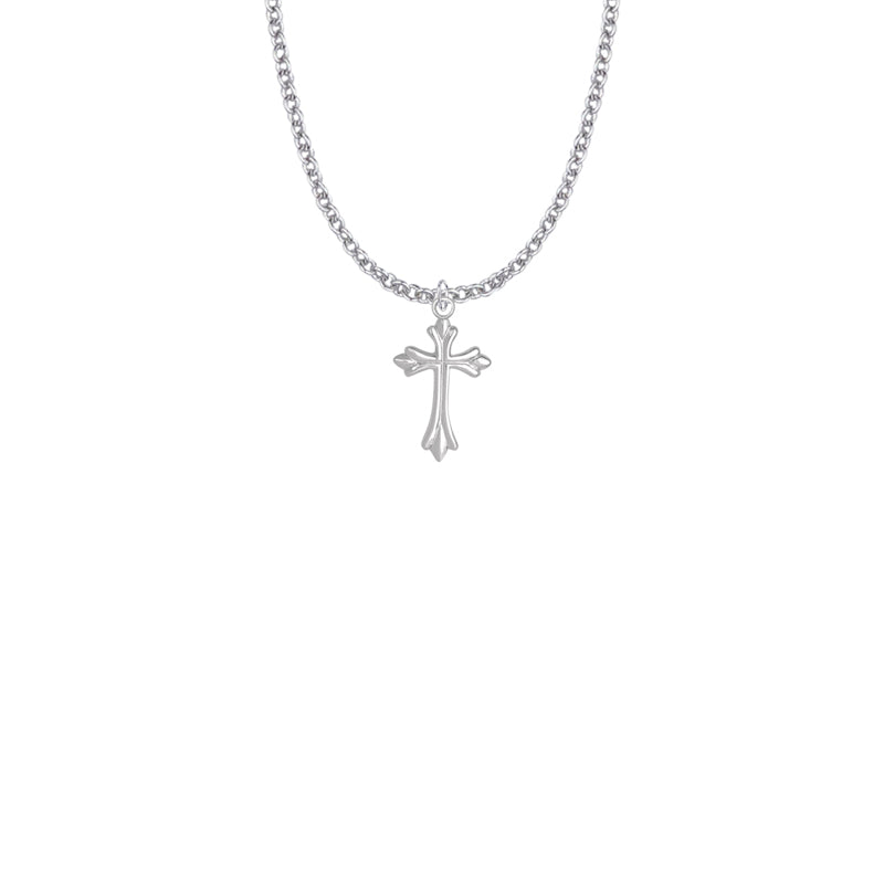 Sterling Silver Budded and Pointed Ends Cross Necklace