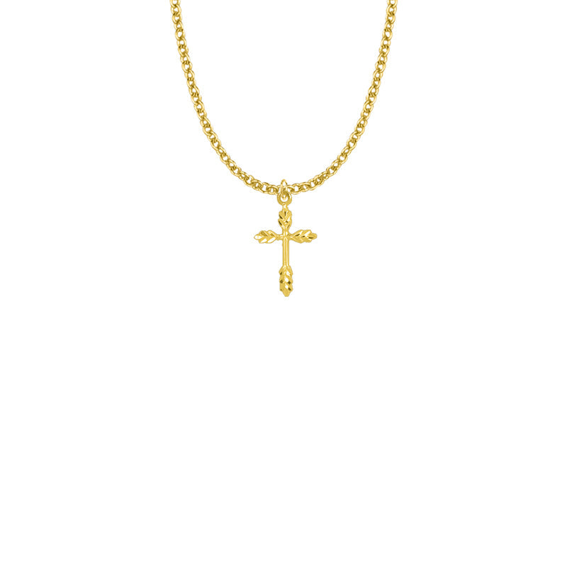 Gold Plated Over Sterling Silver Wheat Cross Necklace