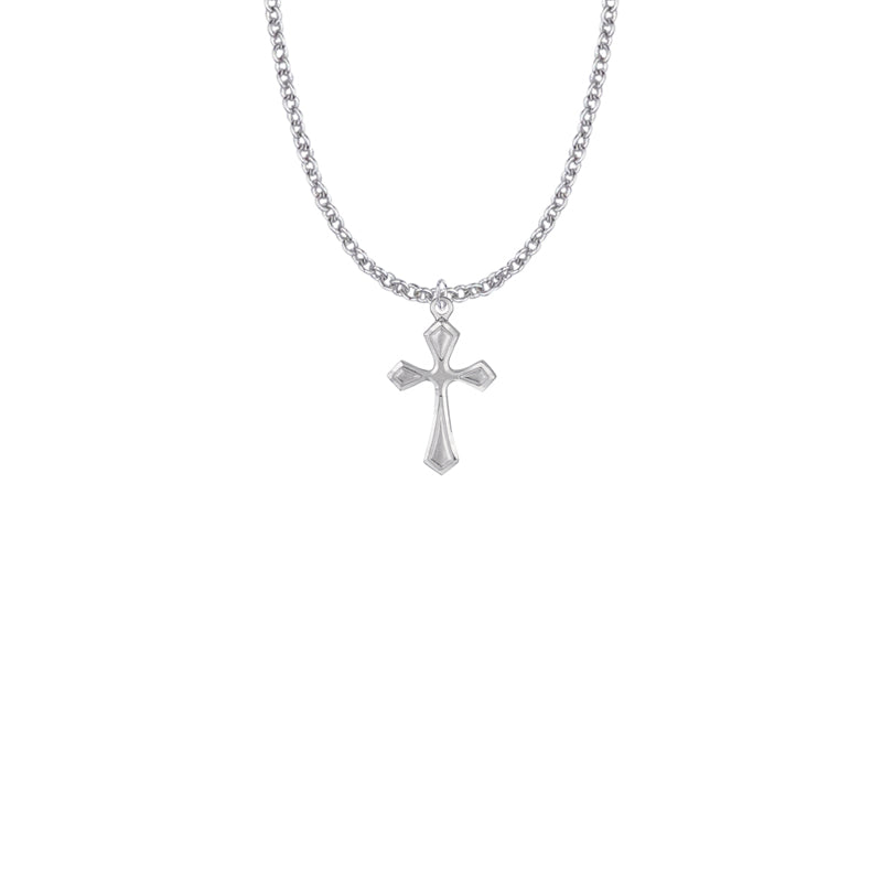 Sterling Silver Pointed Ends Cross Necklace