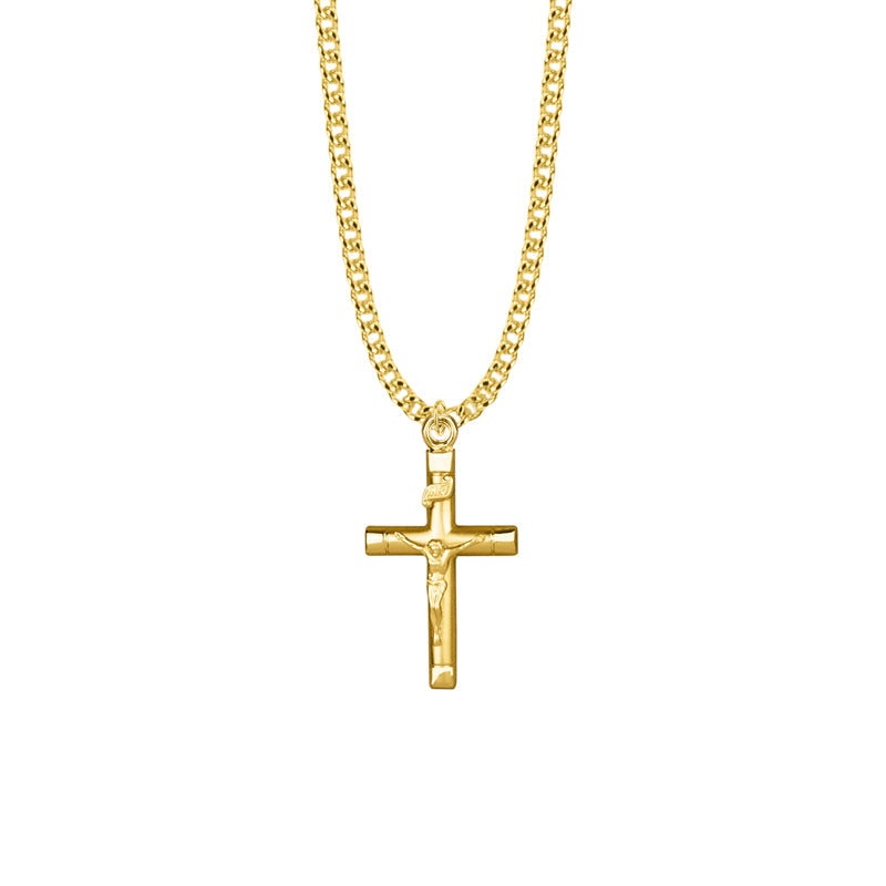 Gold Plated Over Sterling Silver Bright Ends Crucifix Necklace