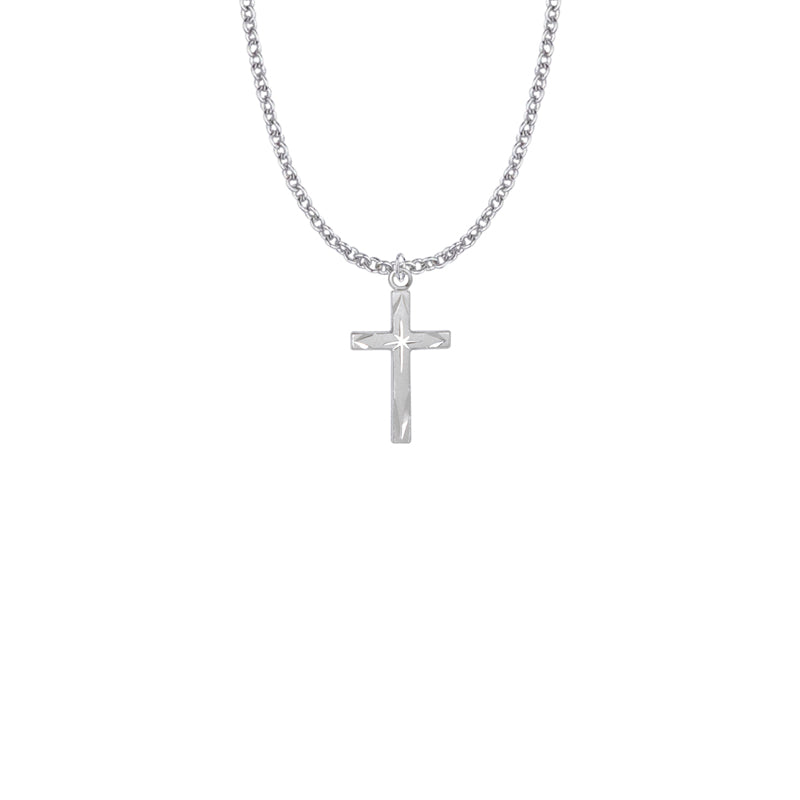 Sterling Silver Centered Starburst Cross Necklace