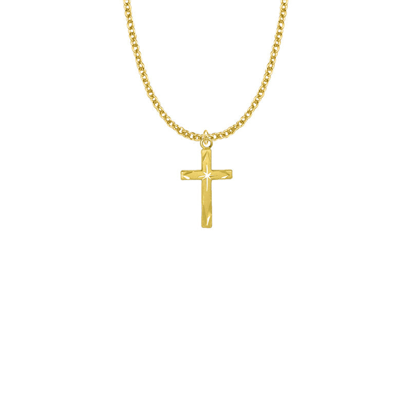 Gold Plated Over Sterling Silver Centered Starburst Cross Necklace