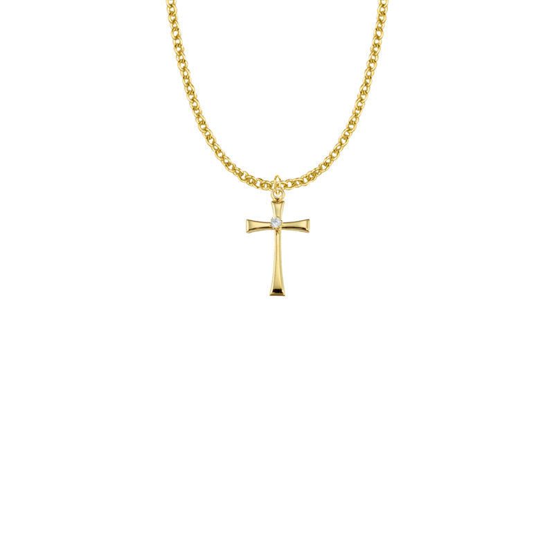 Gold Plated Over Sterling Silver Maltese Cross Necklace with Cubic Zirconia Stone