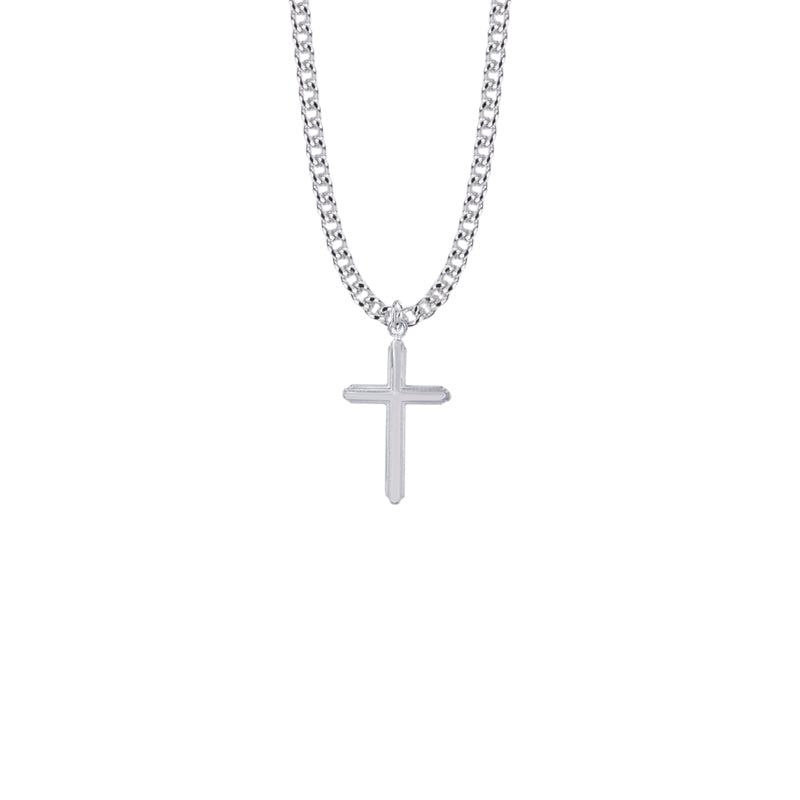 Sterling Silver Multi-Lined Cross Necklace