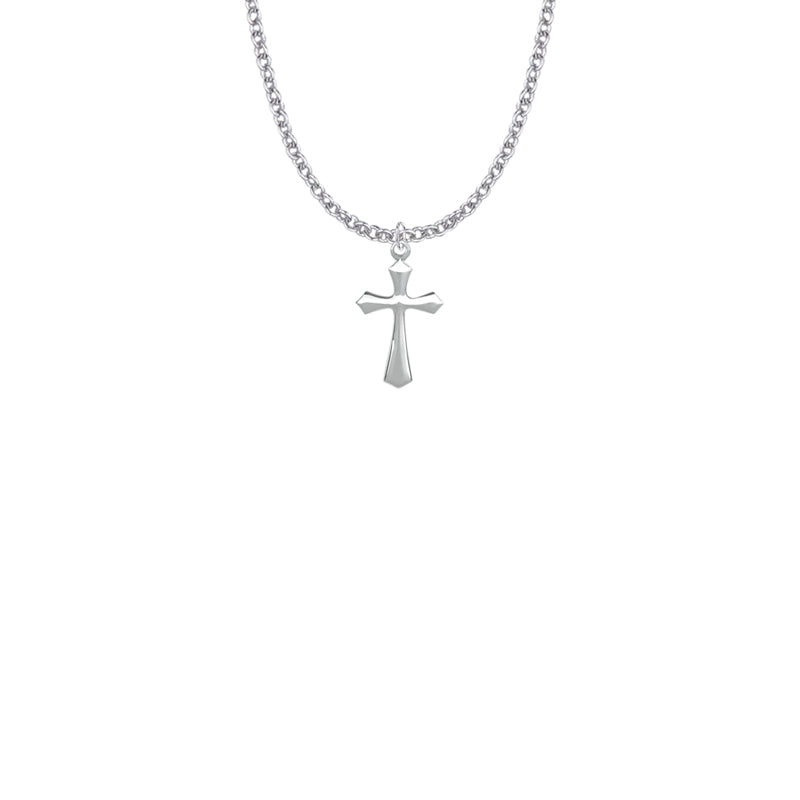 Sterling Silver Beveled Cross Necklace