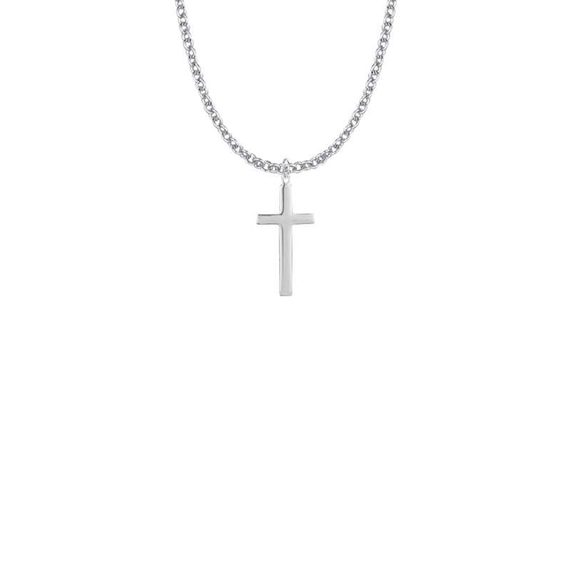7/8 Sterling Silver Plain Cross Necklace