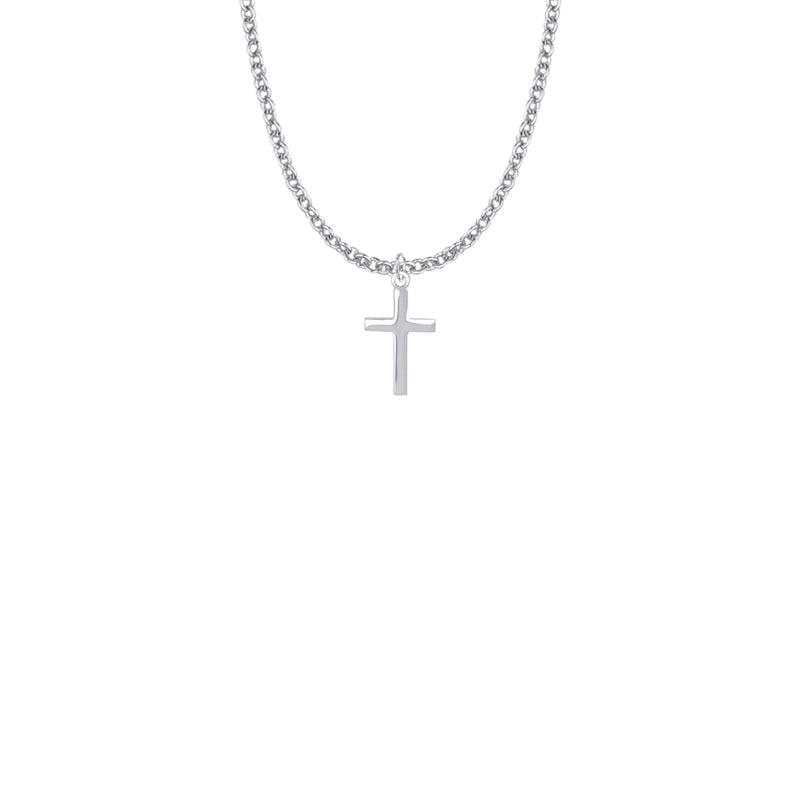 5/8 Inch Sterling Silver Plain Cross Necklace