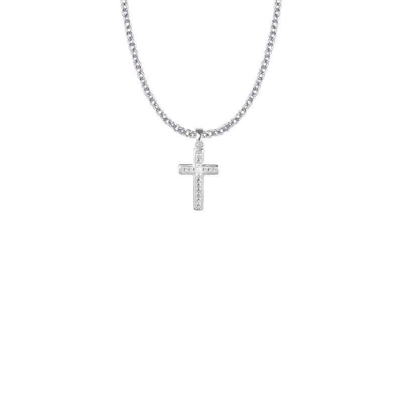 Sterling Silver Glass Beaded Cross Necklace
