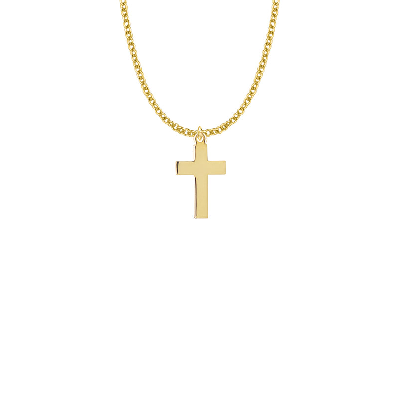 Gold Plated Over Sterling Silver Plain Cross Necklace