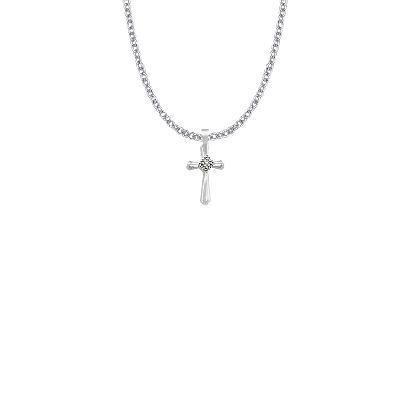Sterling Silver Diamond Shaped Center Cross Necklace