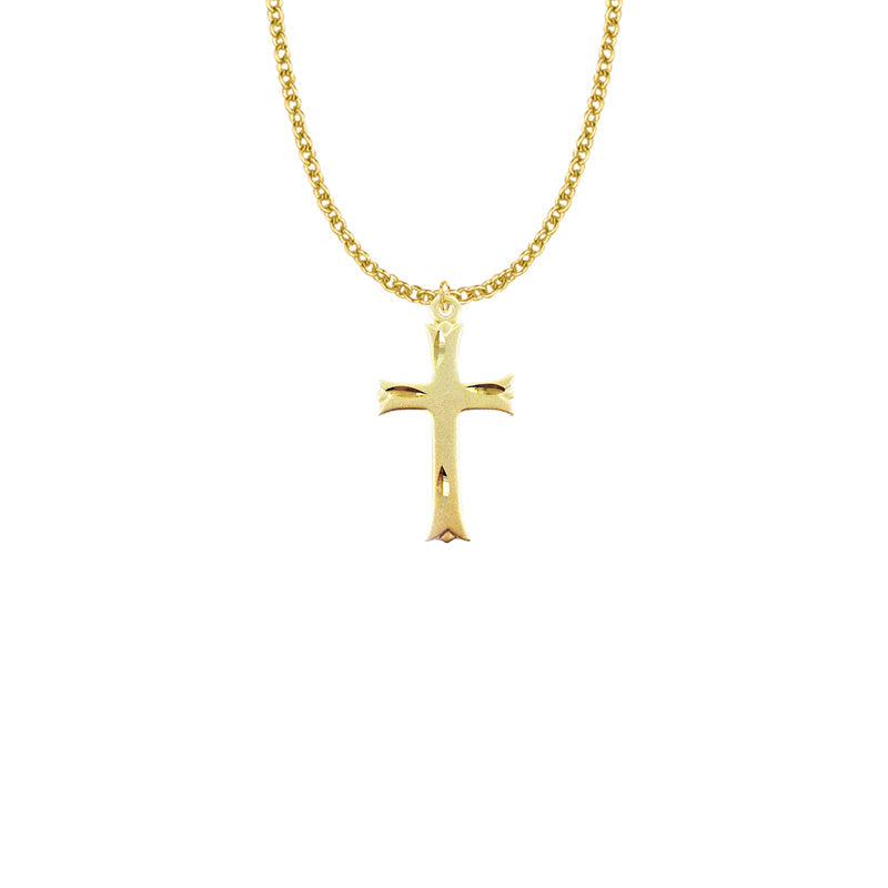 Gold Plated over Sterling Silver Budded Ends Cross Necklace