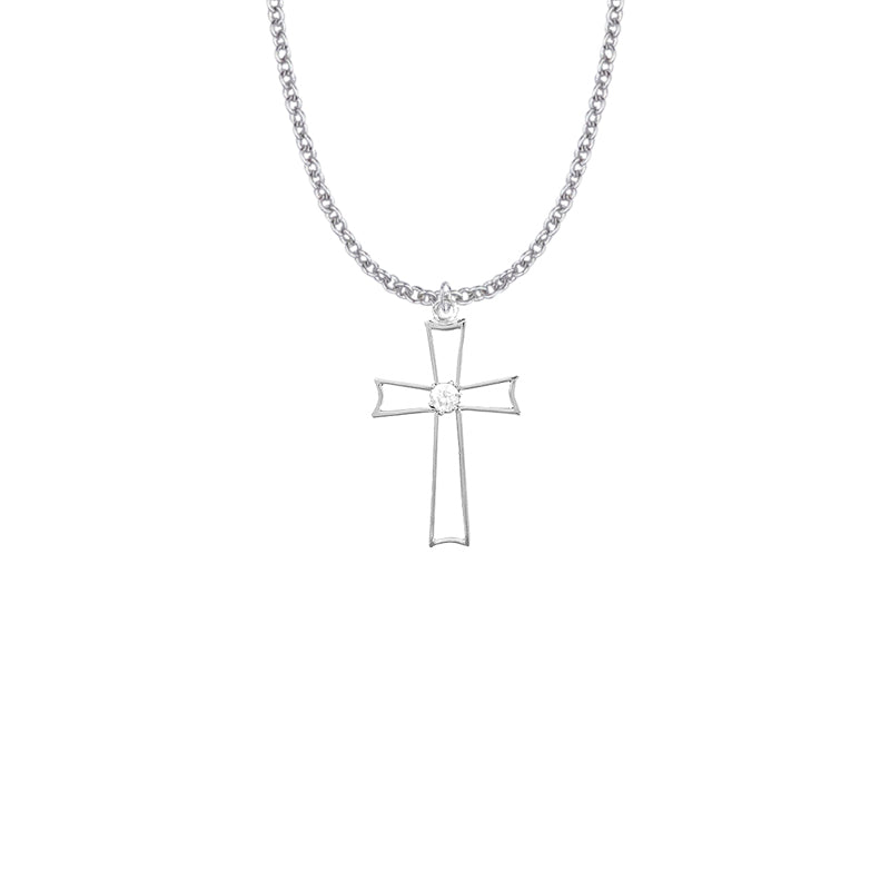 Sterling Silver Pierced Cross Necklace