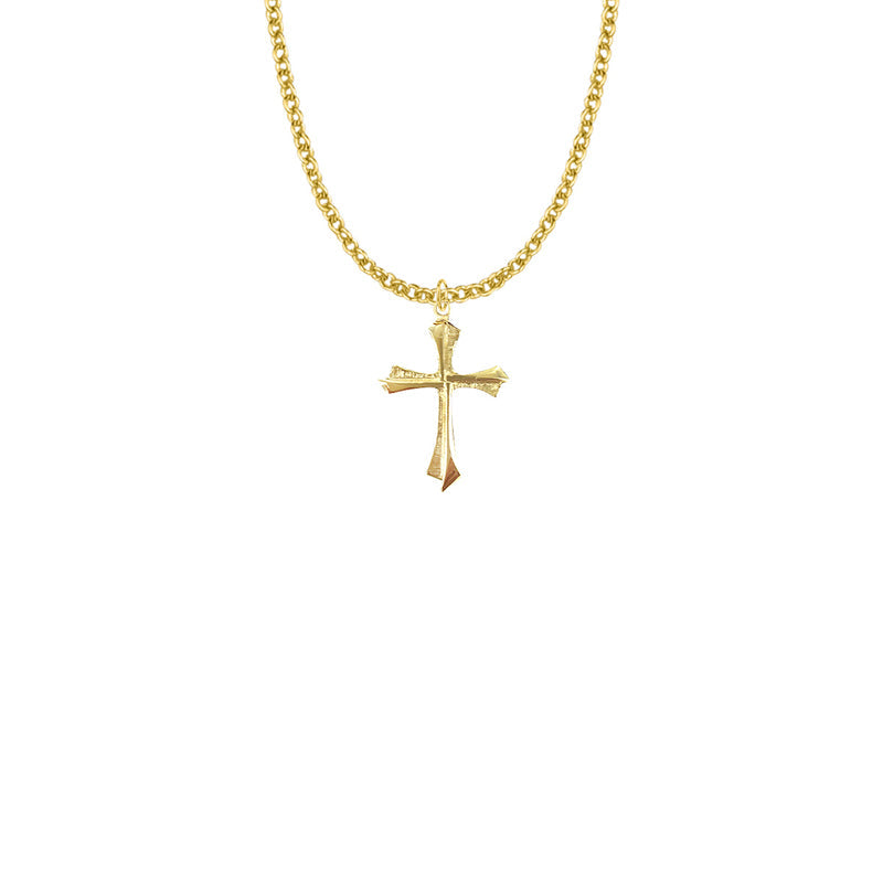 Gold Plated Over Sterling Silver Flared Pointed Ends Cross Necklace