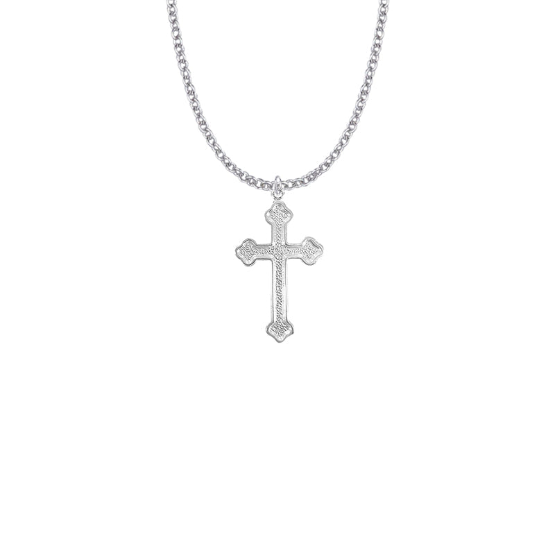 Sterling Silver Budded Ends Cross Necklace