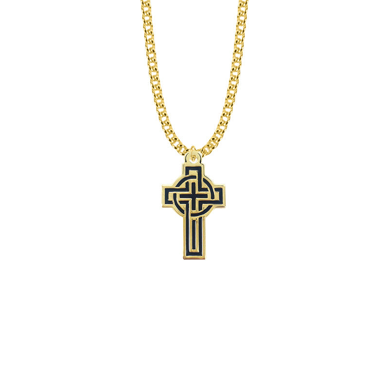 Gold Plated over Sterling Silver Enameled Celtic Cross Necklace