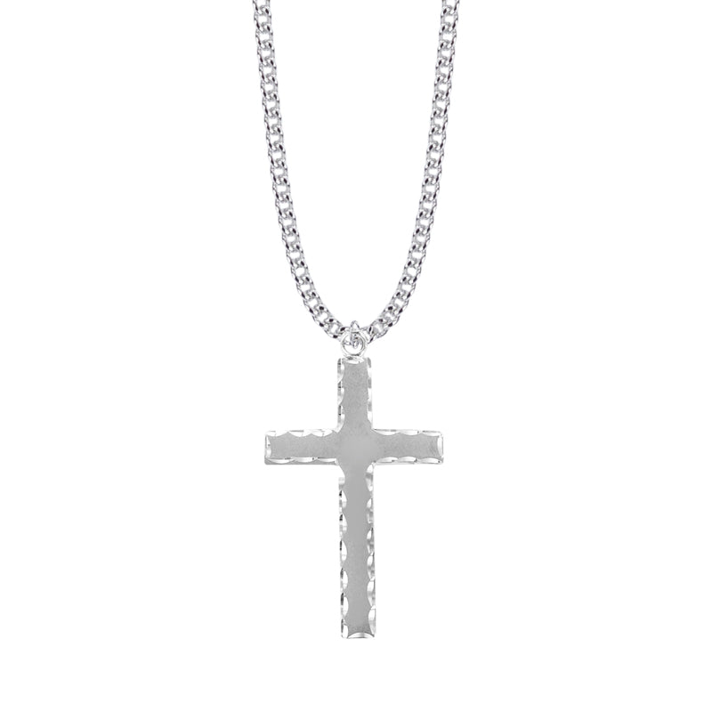 1-Sterling Silver Cross Necklace with Our Father Prayer on Back