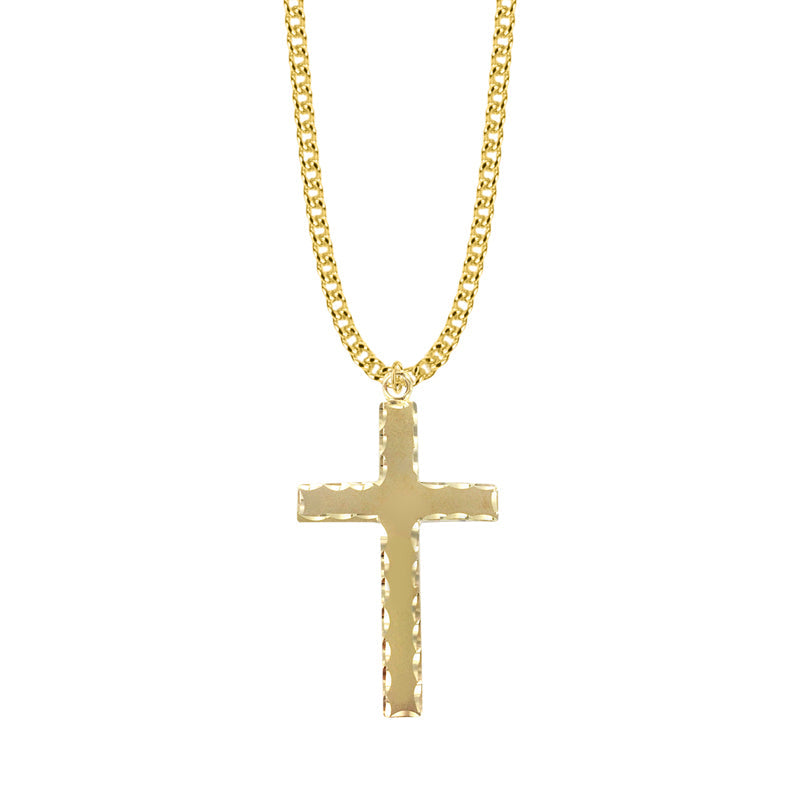 1-Gold Plated Over Sterling Silver Cross Necklace with Our Father Prayer on Back