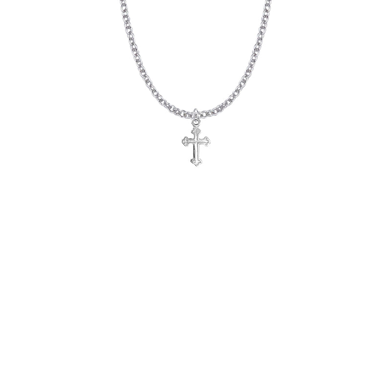 1/2 Inch Sterling Silver Budded Ends Cross Necklace