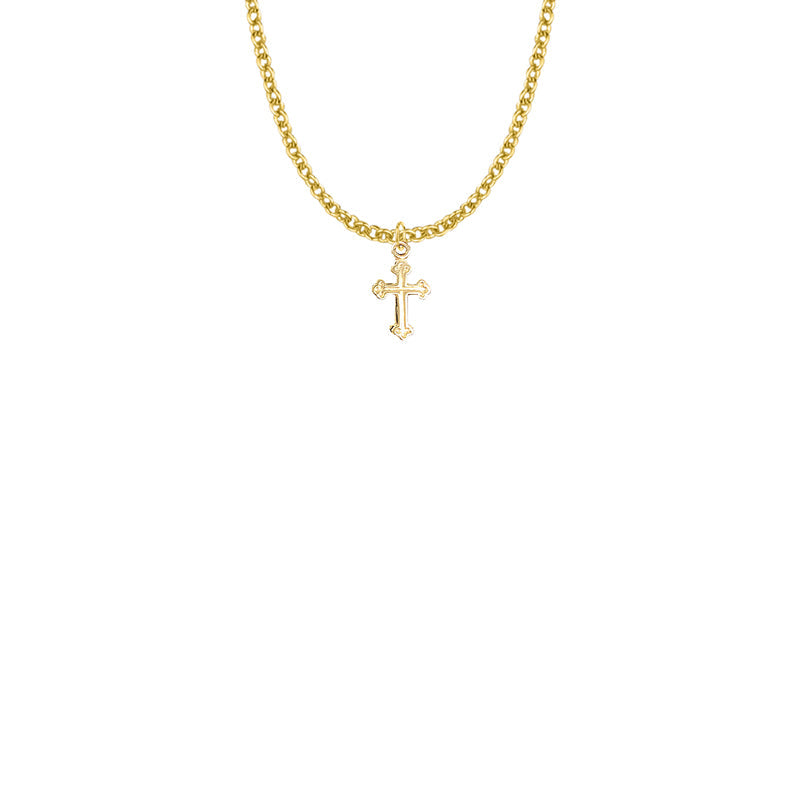 1/2 Inch Gold Plated Over Sterling Silver Budded Ends Cross Necklace