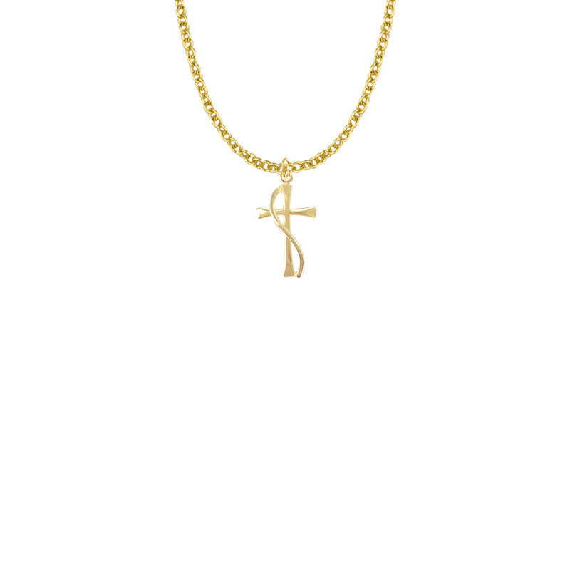 Gold Plated Over Sterling Silver Flared and Wired Cross Necklace