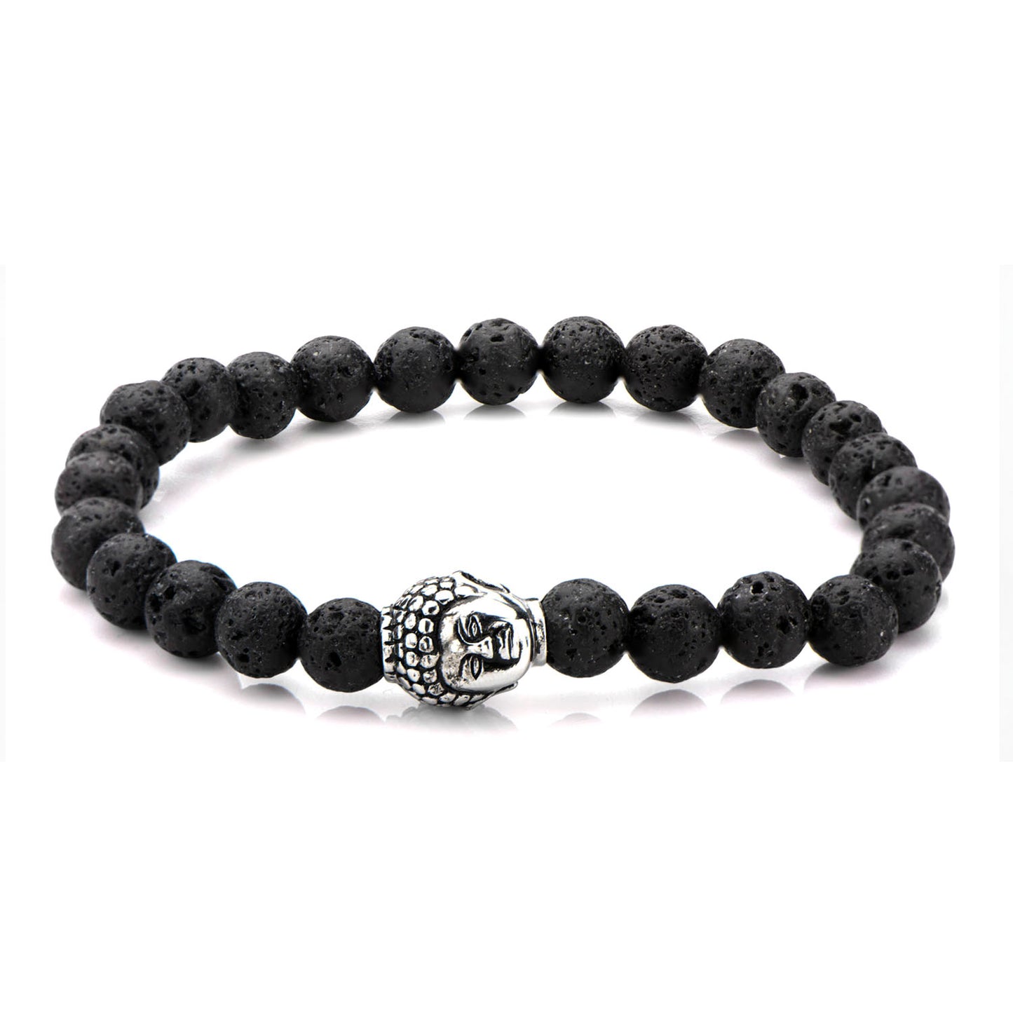 Lava Satin Beads Matte Steel Bracelet