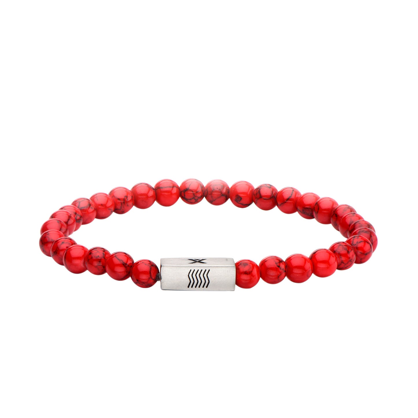 Red Howlite Gemstone Stretch Bead Bracelet