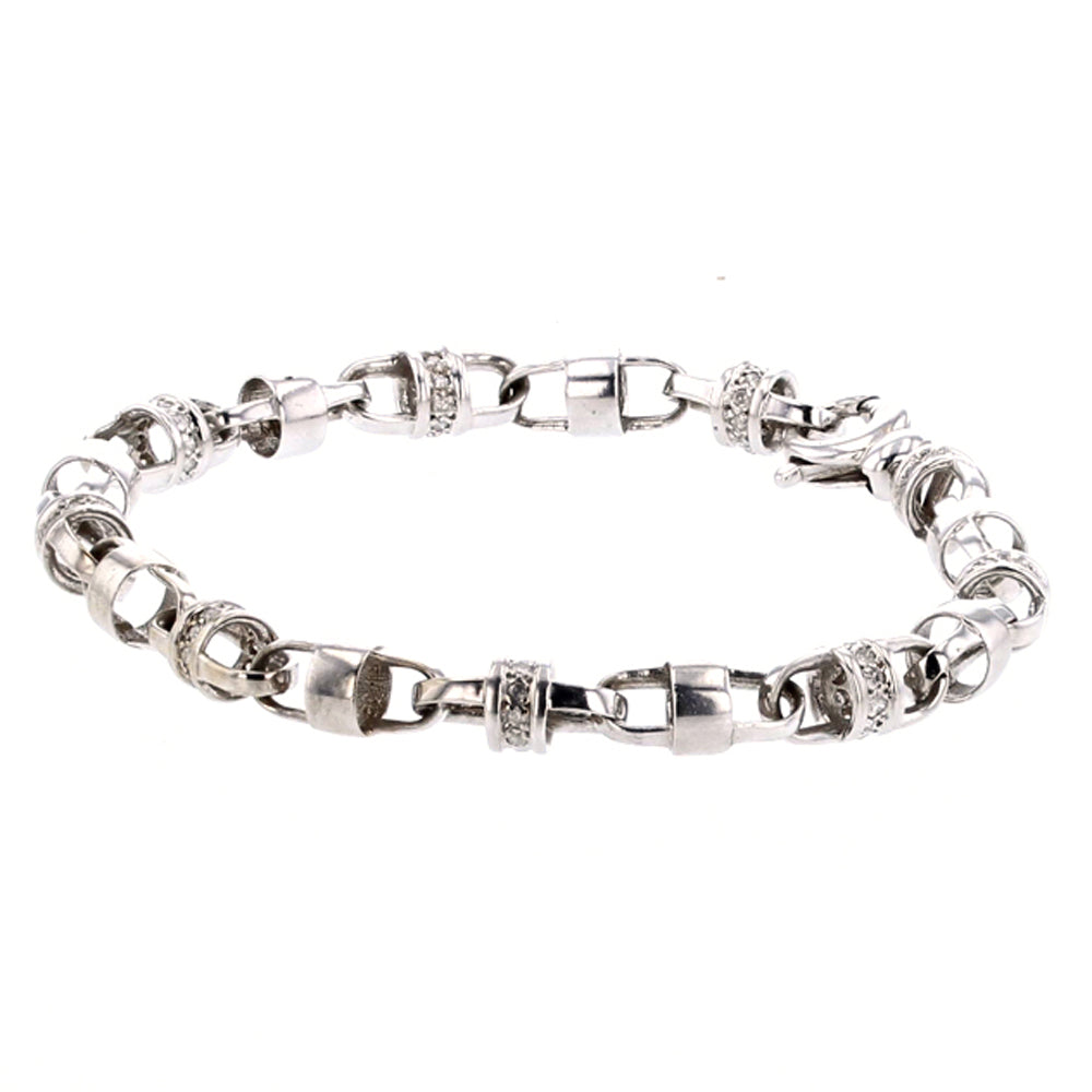 14kt Link White Gold Diamond Men's bracelet